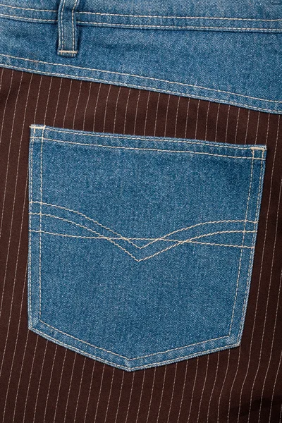 Jeans och fodrad brun tyg texturer — Stockfoto
