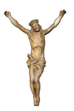 Old statue of Jesus crucified clipart