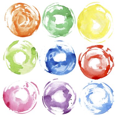 Watercolor hand painted circles clipart