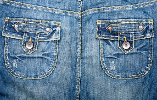 Blue jeans fabric with pockets — Stock Photo, Image