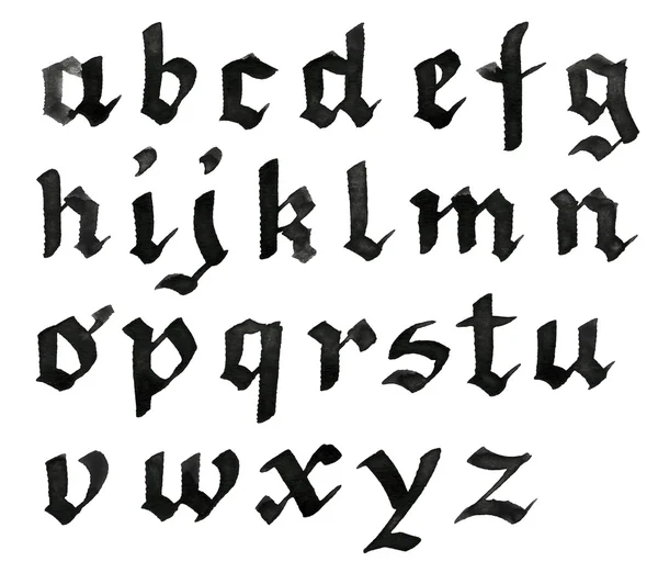 Hand written black ink alphabet — Stock Photo, Image