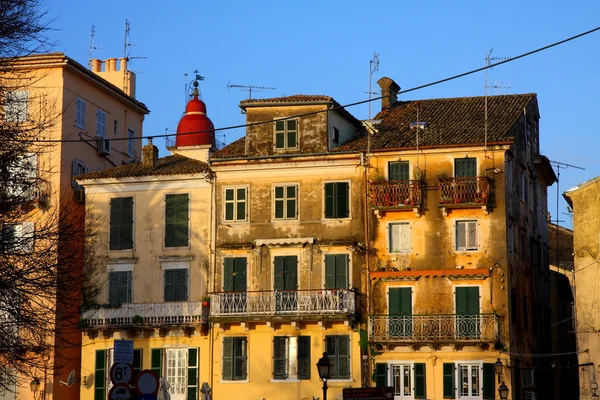 Old buildings in the main square, Corfu, Greece — Stock Photo, Image