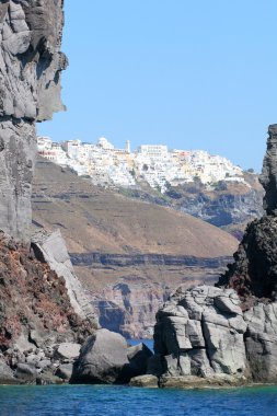 görüldüğü gibi bir yakınlaşılmıştı tekne, santorini, Yunanistan fira