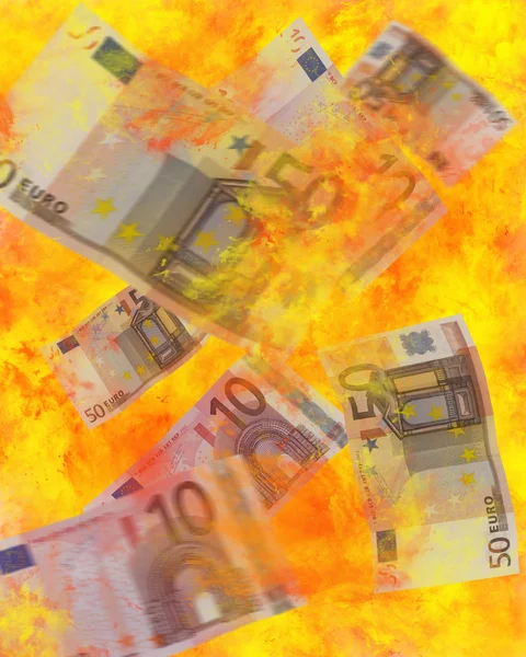 Burning money cocept background — Stock Photo, Image