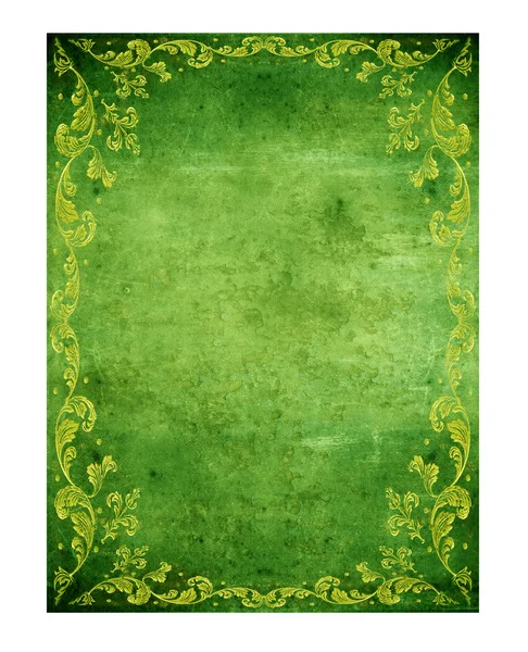 Зеленый фон с цветочными украшениями — стоковое фото