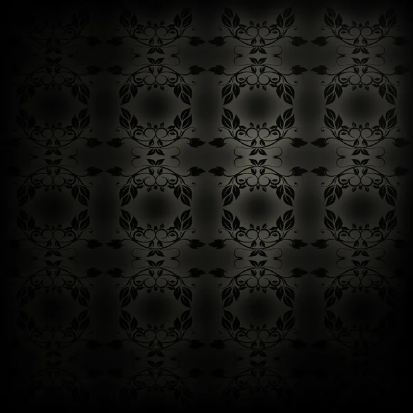 Fundo abstrato preto com padrão floral — Fotografia de Stock