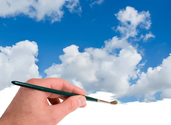 Hand painting blue sky — Stock Photo, Image