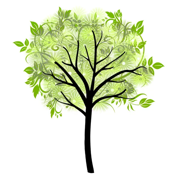 Süs yeşil ağaç çizimi — Stok fotoğraf