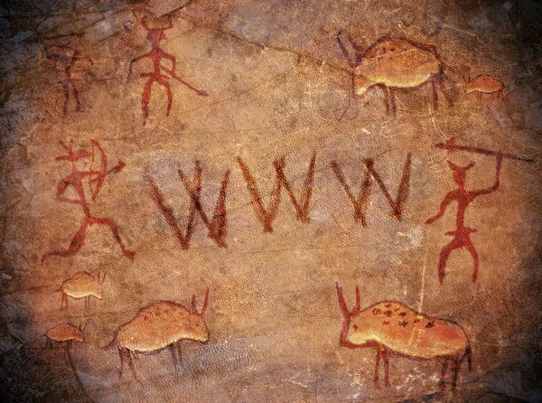 Prähistorische Höhlenmalerei des World Wide Web — Stockfoto