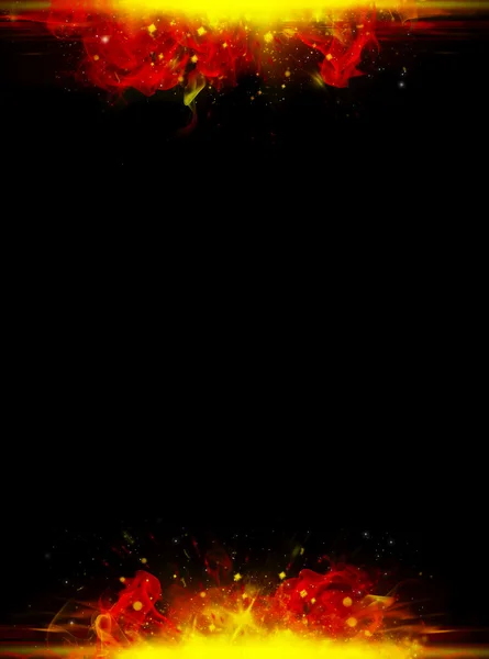 Siyah arka plan ile Kızıl alevler ve tasarlamak — Stok fotoğraf