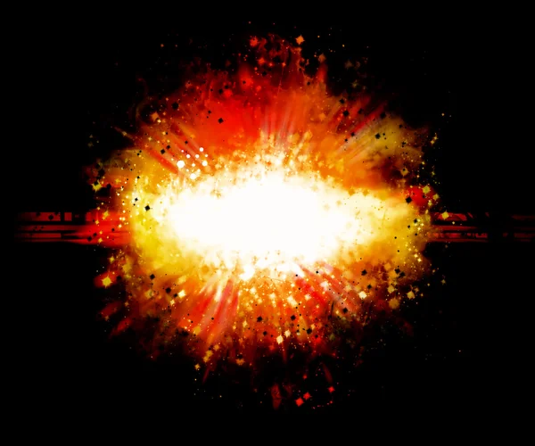 Siyah arka plan ile alev kırmızı patlama — Stok fotoğraf