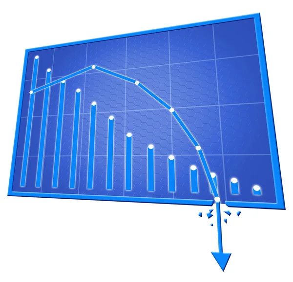 Modré špatné graf izolovaných na s pozadím — Stock fotografie