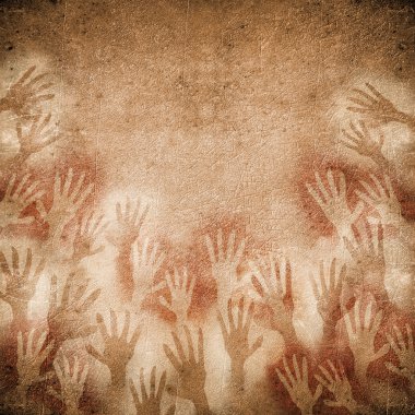 Cave painting with hands clipart