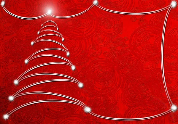 Rode abstracte achtergrond met kerstboom — Stockfoto