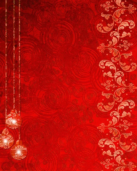 Röd abstrakt bakgrund med juldekorationer — Stockfoto