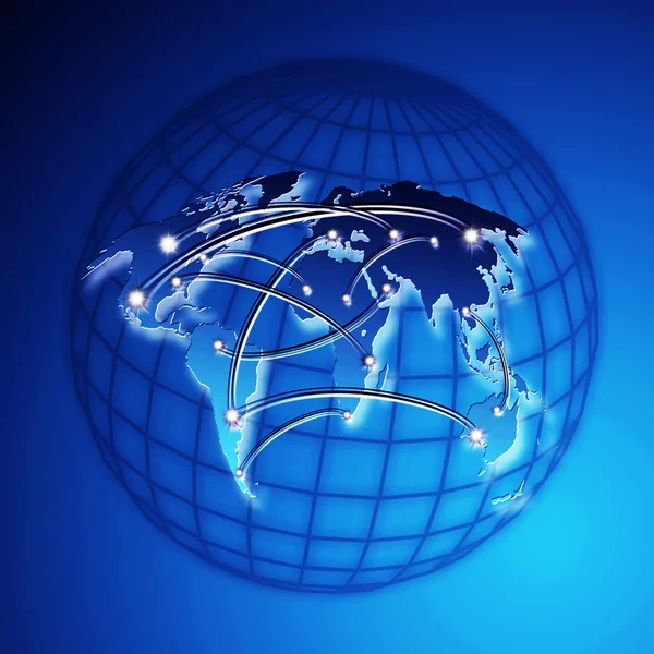 Tmavomodrý svět mapa internet koncept — Stock fotografie