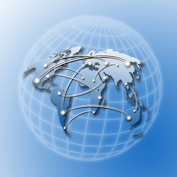 Blaue Weltkarte Internet-Konzept — Stockfoto