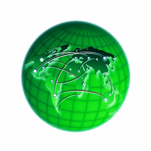 Monde interconnecté vert — Photo