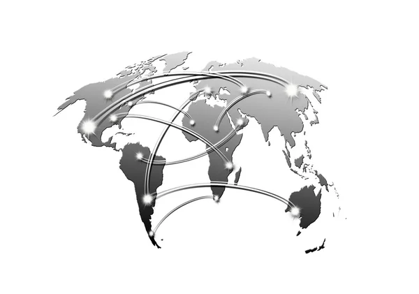 Mapa mundial interconectado concepto de negocios y viajes —  Fotos de Stock