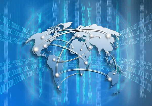 Interconnected world map business on line concept — Stock Photo, Image
