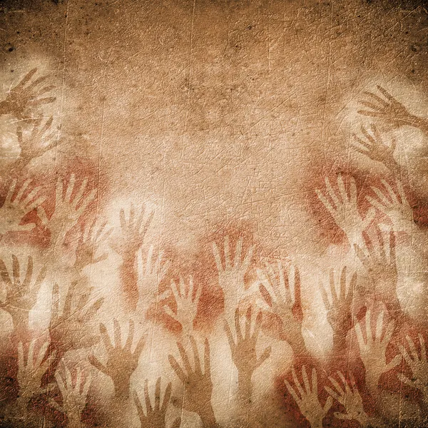 Cave painting with hands — Stock Photo, Image