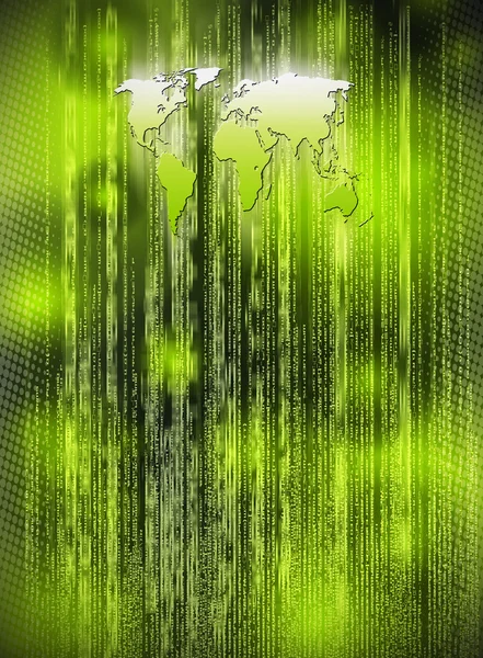 Abstract background with world map matrix style — Stock Photo, Image
