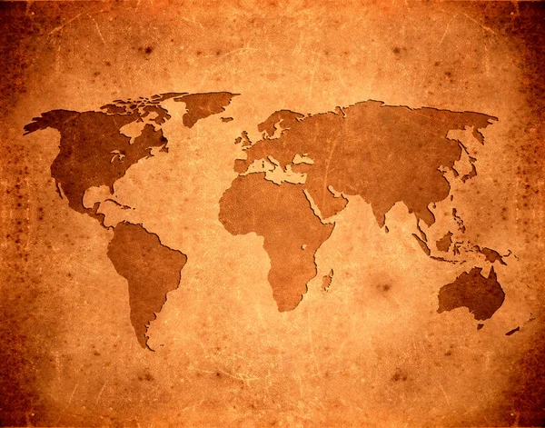 Καφετί δέρμα grunge παγκόσμιο χάρτη — Φωτογραφία Αρχείου