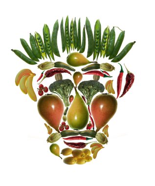 Arcimboldo's style fruit and vegetable mask clipart