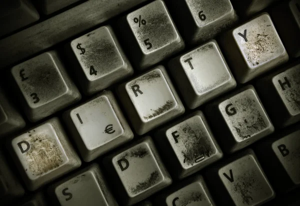 Špinavé počítačová klávesnice — Stock fotografie