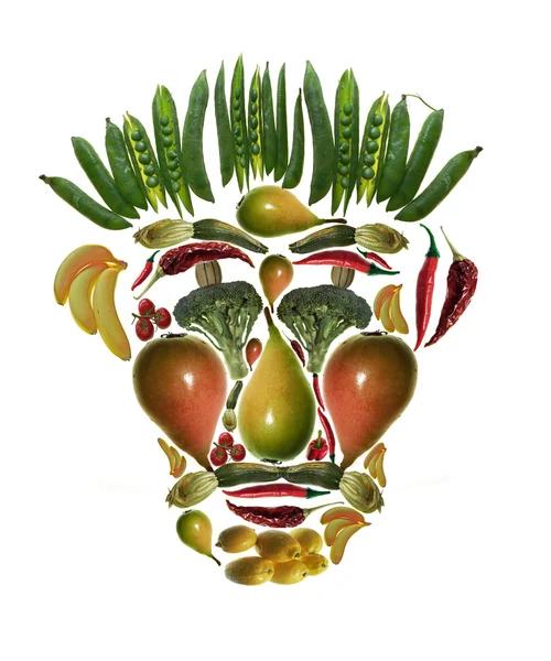 人头的风格水果和蔬菜面膜 — 图库照片