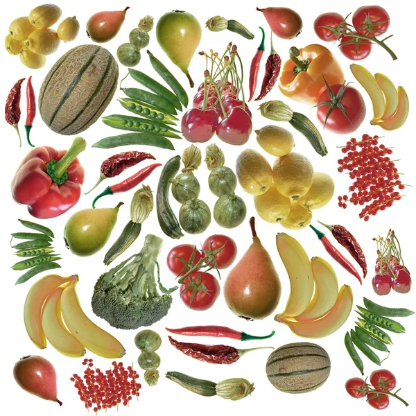 Цветные фрукты и овощи фон — стоковое фото