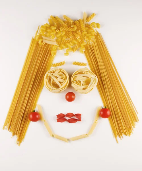 stock image Face made with different kind of raw pasta