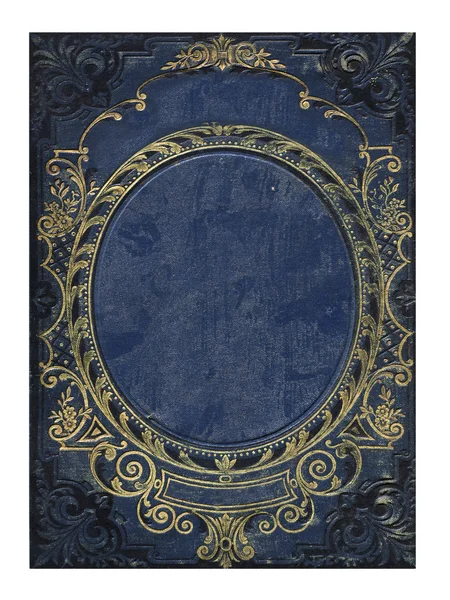 Libro di copertina floreale vecchio blu e oro Immagine Stock