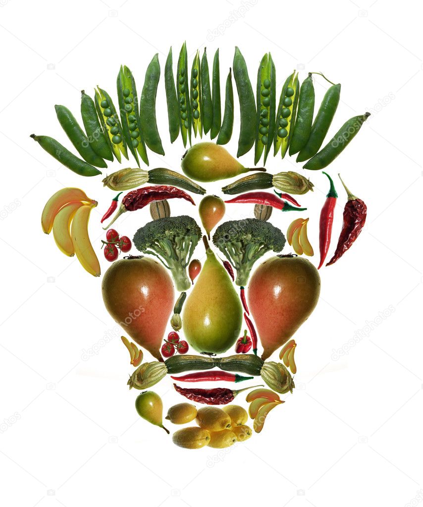 Arcimboldo's style fruit and vegetable mask