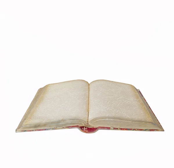 Vecchio libro con pagine withe isolate su bianco — Foto Stock