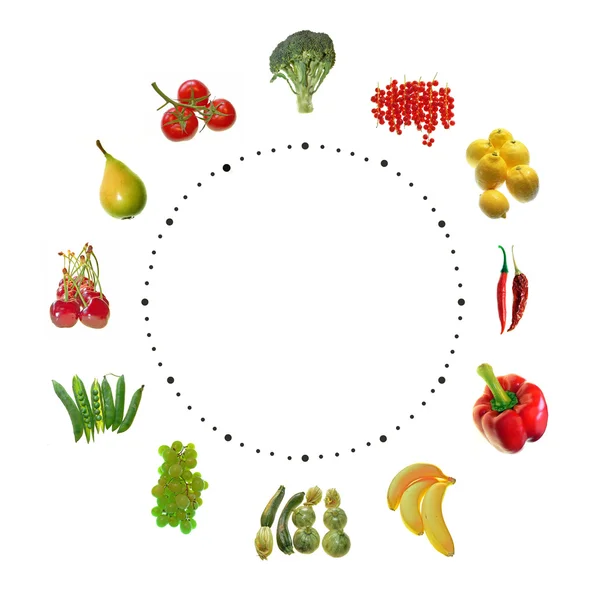 Часы из фруктов и овощей — стоковое фото