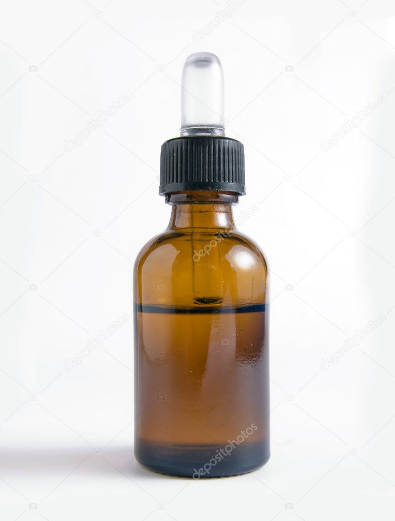 Bottle with dropper isolated on white
