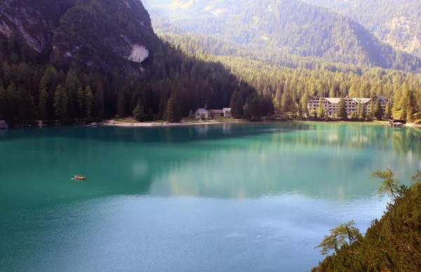 Lake Prags in the Dolomites Alps — Stock Photo, Image