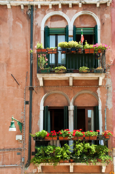 Italy - Venezia - Venetian windows with flowers