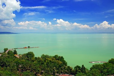 View of Balaton lake from Tihany abbey clipart