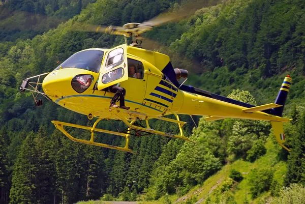 stock image Yellow helicopter landing