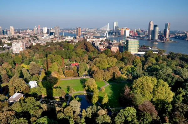 stock image View of Rotterdam city and park from Euromast tower - Netherlan