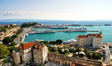 Panoramic view of Split Coast from belfry - croatia clipart