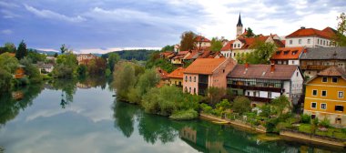 Novo Mesto riverside from bridge - Slovenia clipart