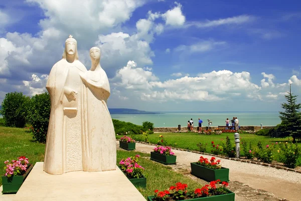 Statua dei re ungheresi sull'abbazia di Tihany - Balaton — Foto Stock