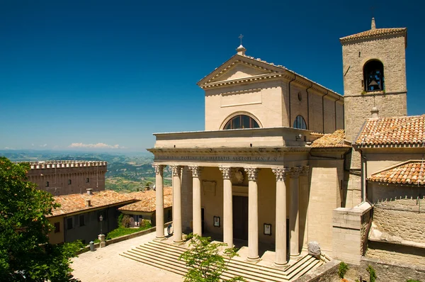 stock image Basilica of Repubblica di San Marino side view