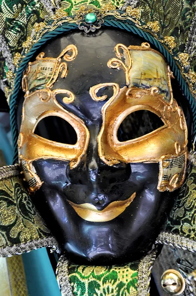 Maschera veneziana - Uomo nero-dorato — Foto Stock