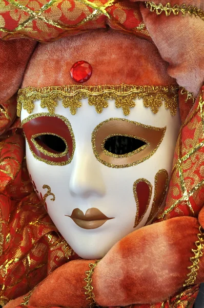 stock image Venetian Mask - Lady with red costume