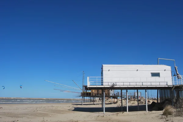 The beach and the fishinghouse in Pescara — Stock Photo, Image