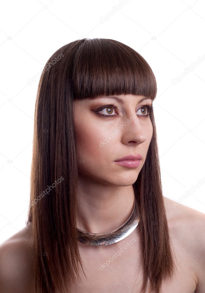 Attractive Brunette With A Egyptian Style Make Up And Hair